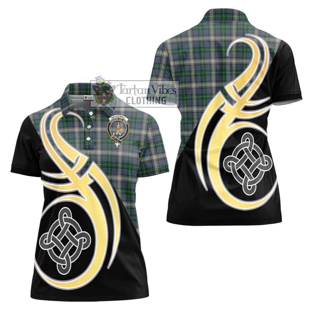 MacDowall (McDowall) Tartan Women's Polo Shirt with Family Crest and Celtic Symbol Style - Tartan Vibes Clothing