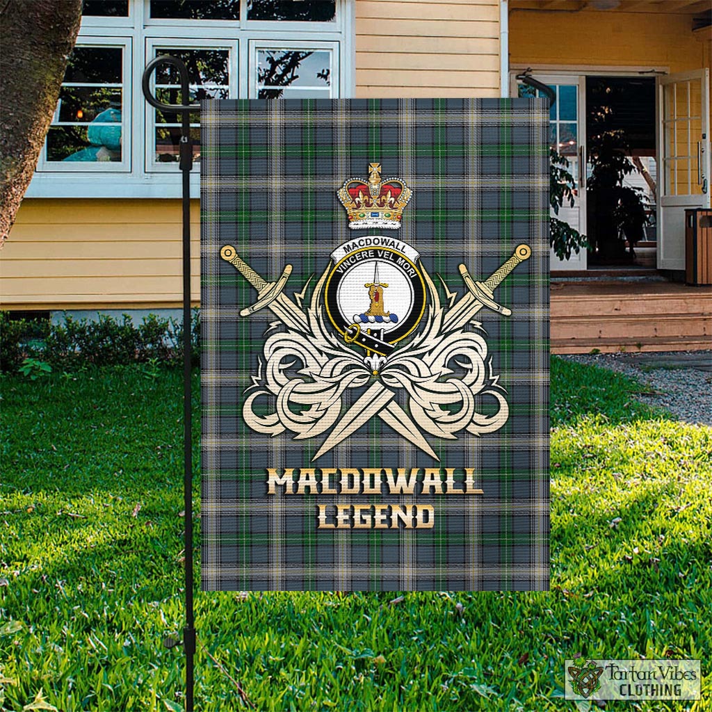 MacDowall (McDowall) Tartan Garden Flag with Clan Crest and the Golden Sword of Courageous Legacy Garden Flag - Tartan Vibes Clothing