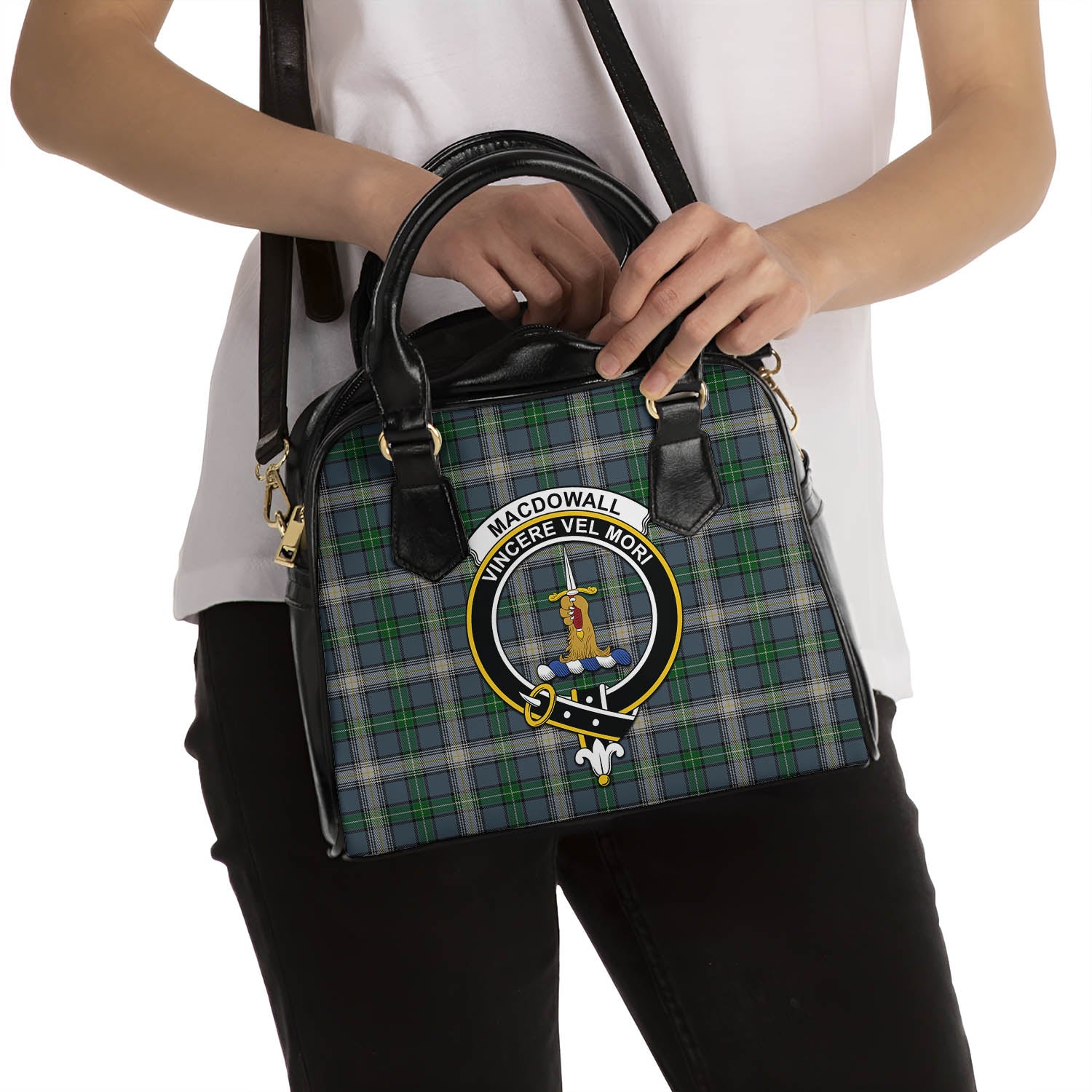 MacDowall Tartan Shoulder Handbags with Family Crest - Tartanvibesclothing