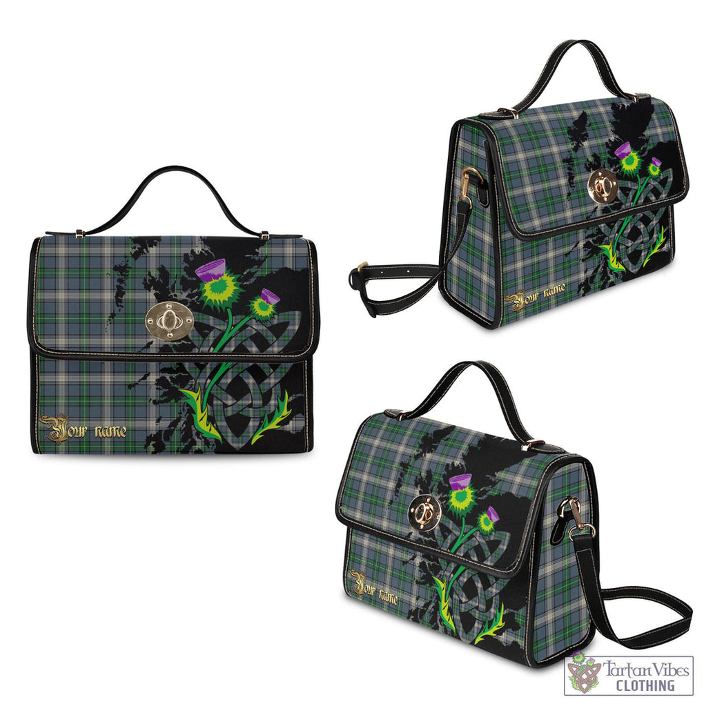 Tartan Vibes Clothing MacDowall Tartan Waterproof Canvas Bag with Scotland Map and Thistle Celtic Accents