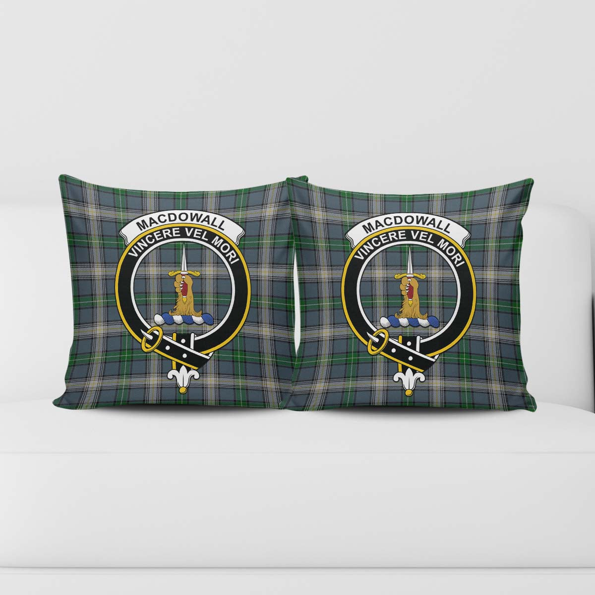 MacDowall Tartan Pillow Cover with Family Crest - Tartanvibesclothing