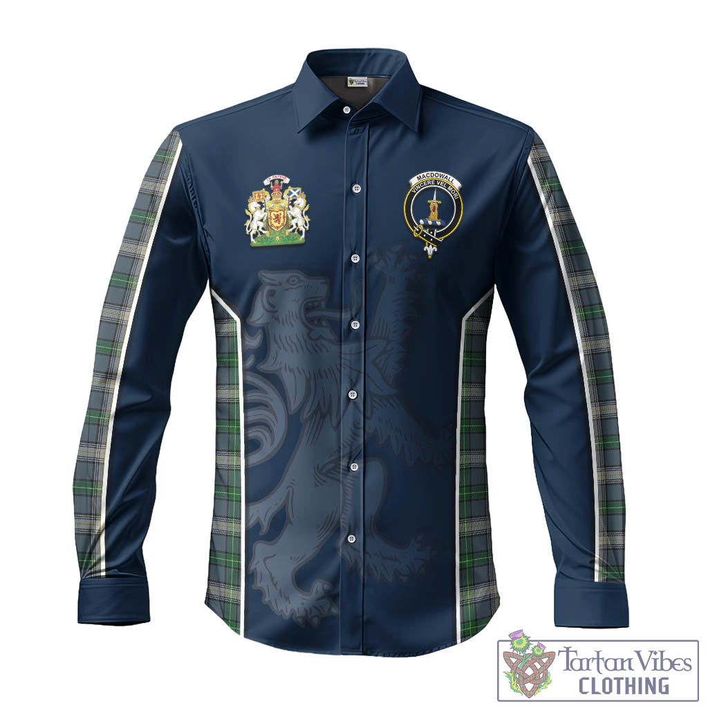 Tartan Vibes Clothing MacDowall Tartan Long Sleeve Button Up Shirt with Family Crest and Lion Rampant Vibes Sport Style