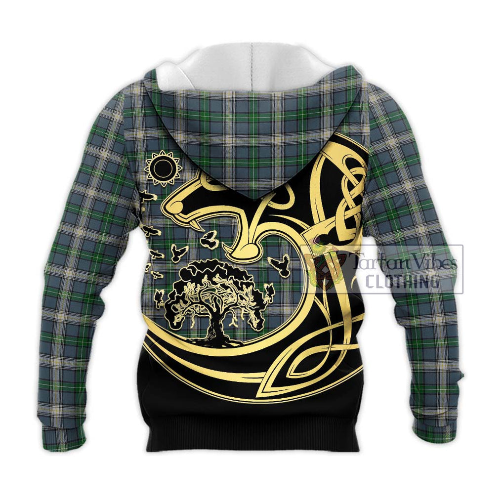 MacDowall (McDowall) Tartan Knitted Hoodie with Family Crest Celtic Wolf Style - Tartan Vibes Clothing