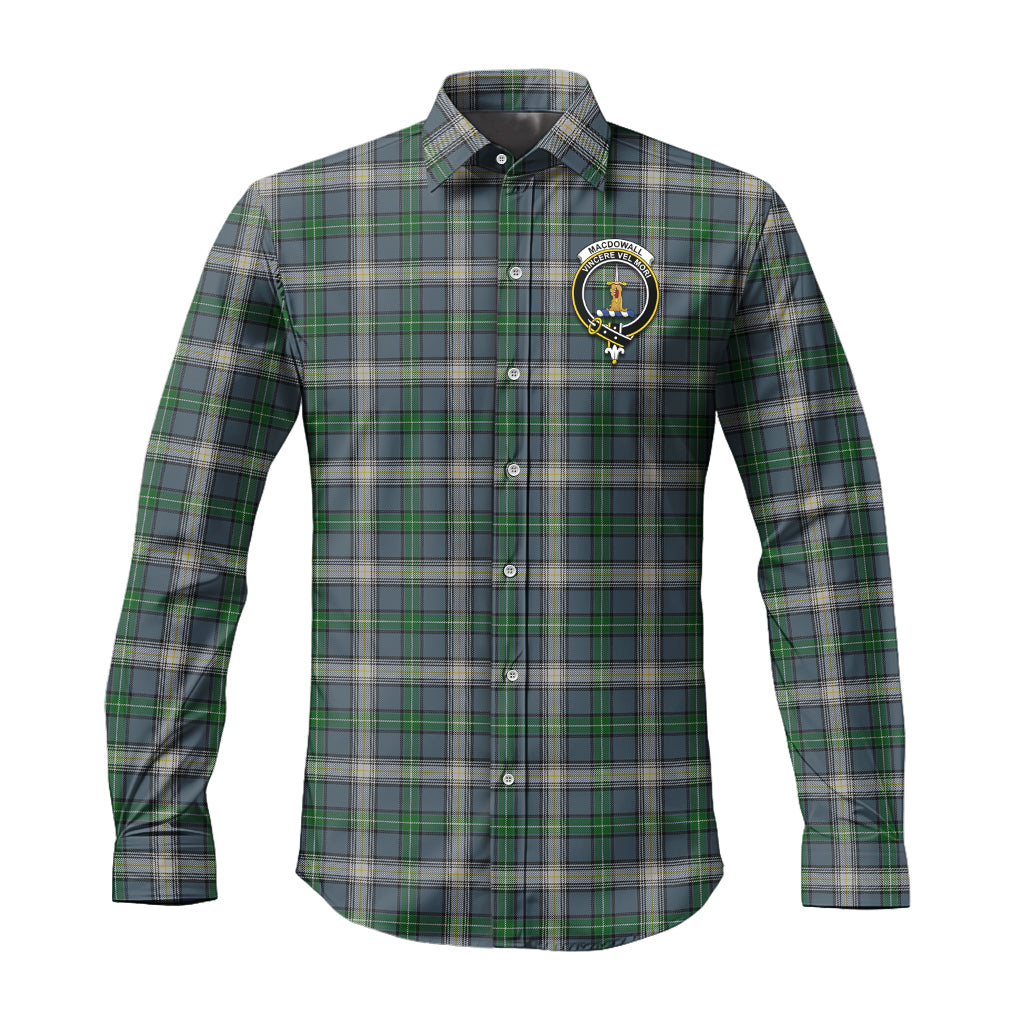 MacDowall (McDowall) Tartan Long Sleeve Button Up Shirt with Family Crest Men's Shirt - Tartan Vibes Clothing