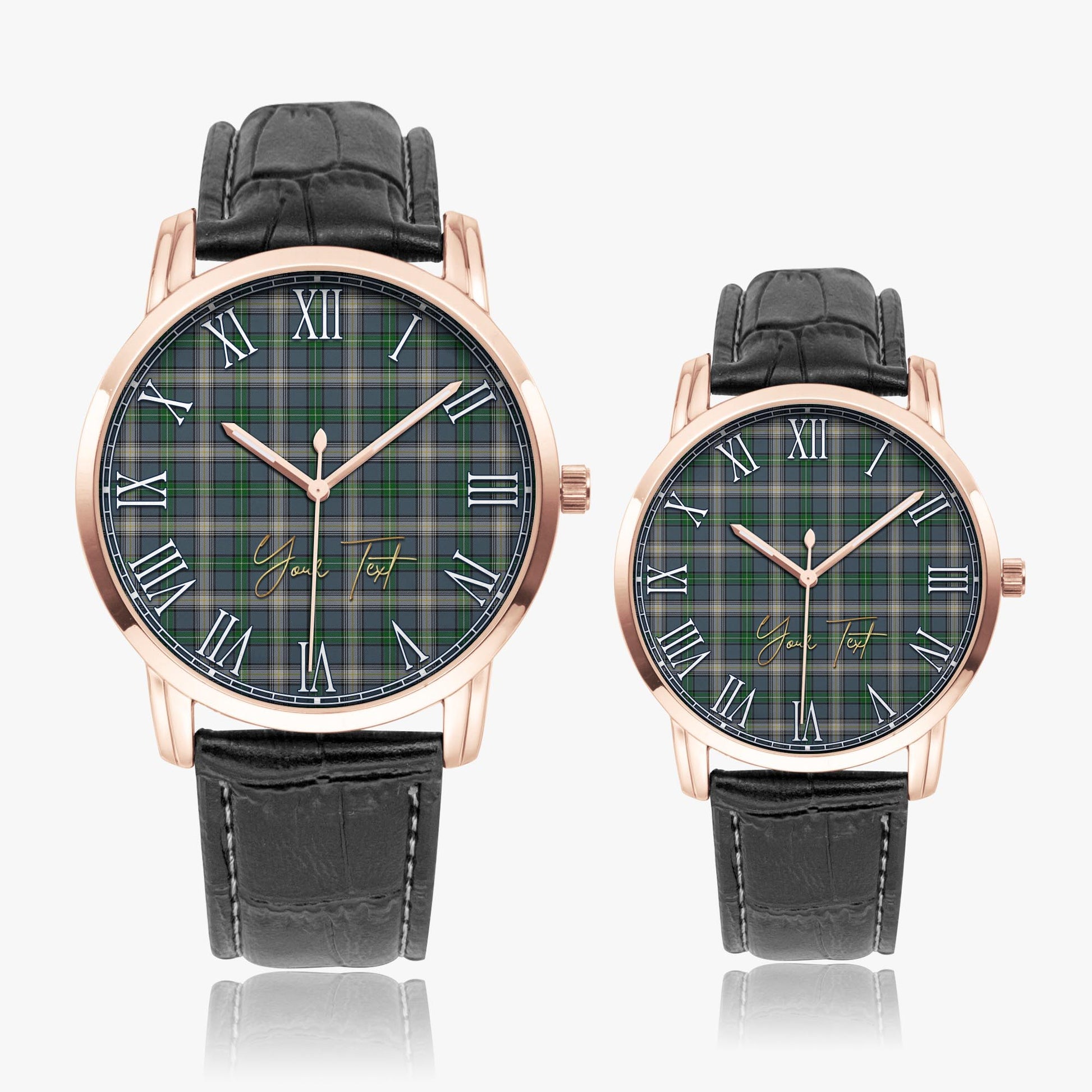 MacDowall (McDowall) Tartan Personalized Your Text Leather Trap Quartz Watch - Tartan Vibes Clothing