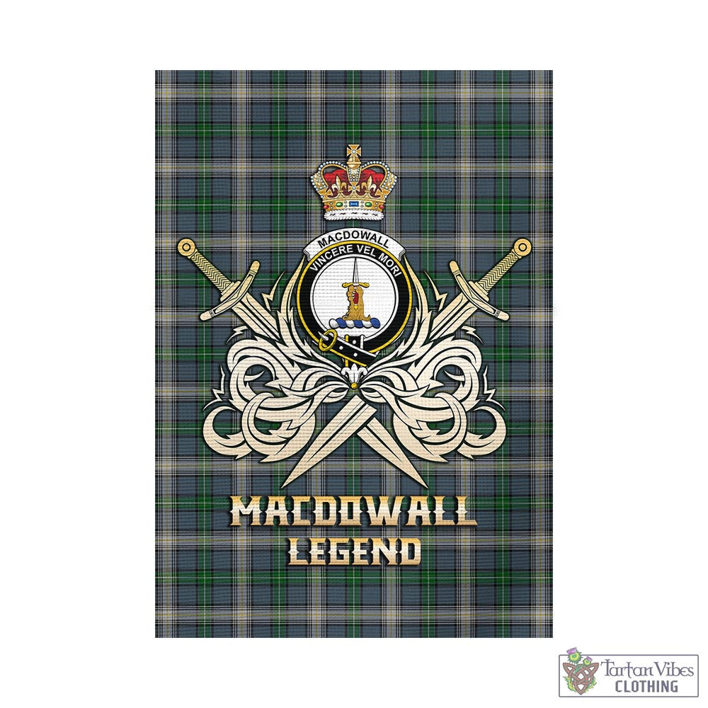 MacDowall (McDowall) Tartan Garden Flag with Clan Crest and the Golden Sword of Courageous Legacy - Tartan Vibes Clothing