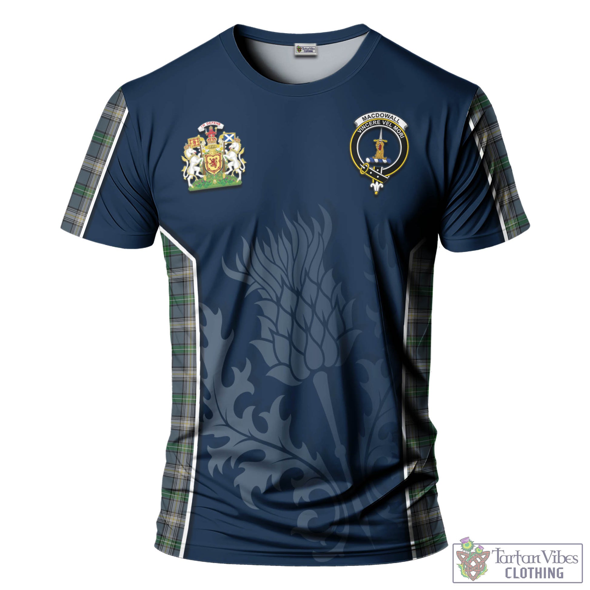 MacDowall (McDowall) Tartan T-Shirt with Family Crest and Scottish Thistle Vibes Sport Style - Tartan Vibes Clothing