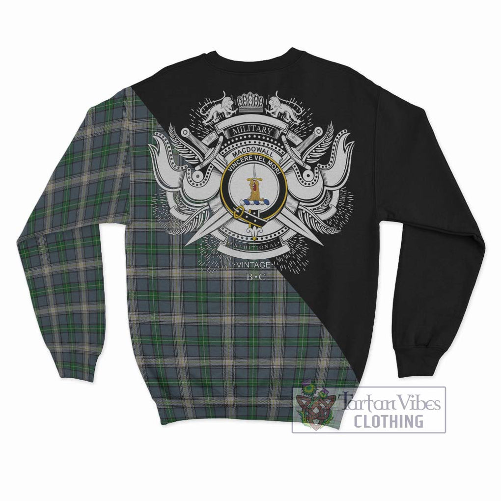 MacDowall (McDowall) Tartan Sweatshirt with Family Crest and Military Logo Style - Tartan Vibes Clothing