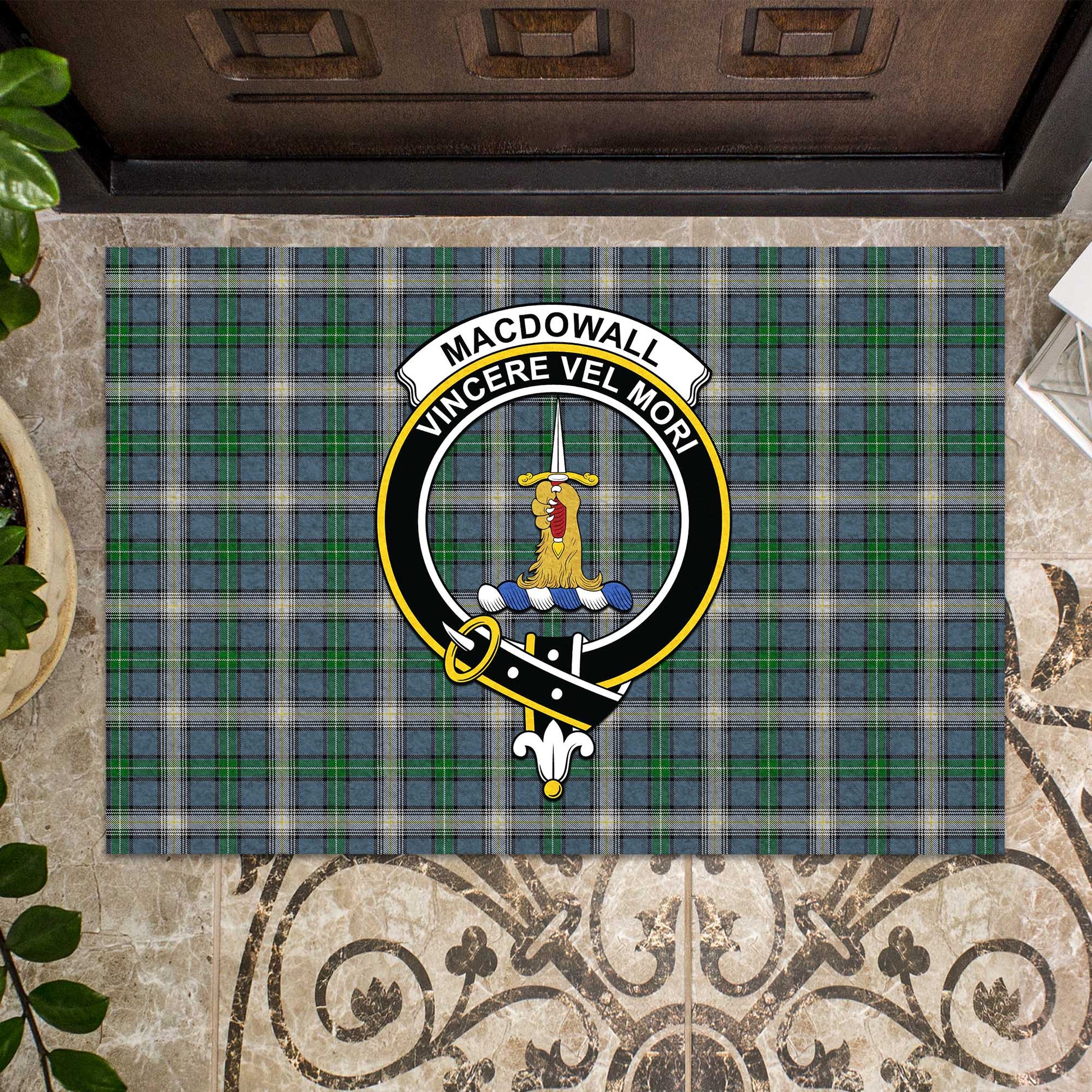 MacDowall (McDowall) Tartan Rubber Doormat with Family Crest - Tartan Vibes Clothing
