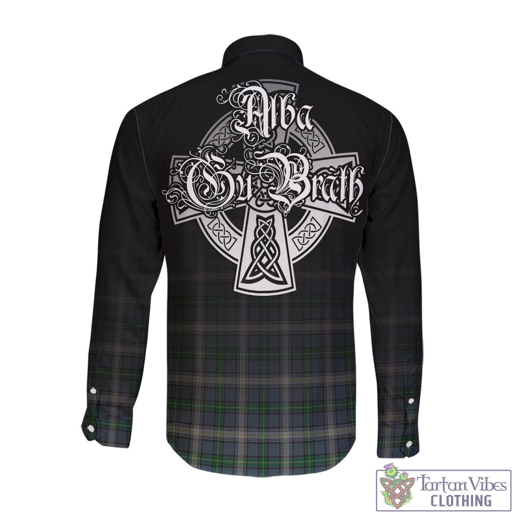 Tartan Vibes Clothing MacDowall Tartan Long Sleeve Button Up Featuring Alba Gu Brath Family Crest Celtic Inspired