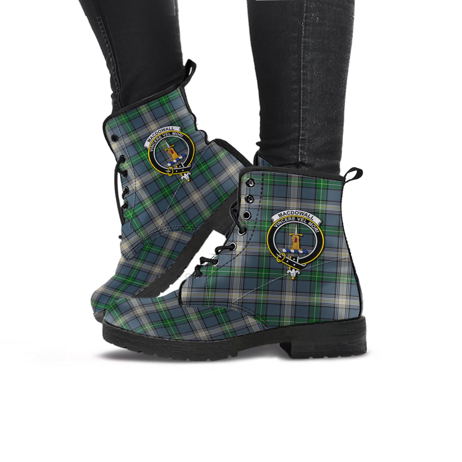 MacDowall (McDowall) Tartan Leather Boots with Family Crest - Tartan Vibes Clothing