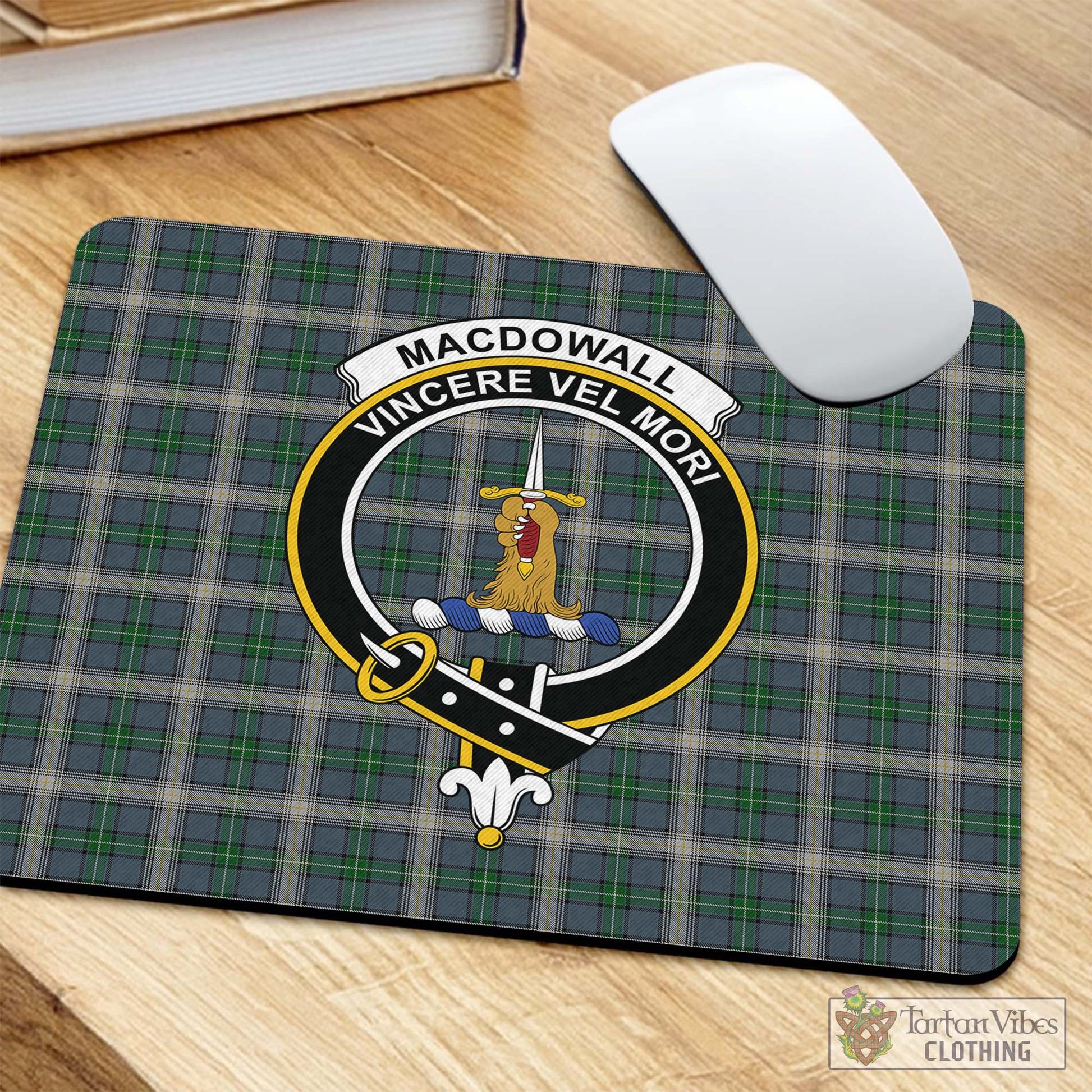 Tartan Vibes Clothing MacDowall Tartan Mouse Pad with Family Crest