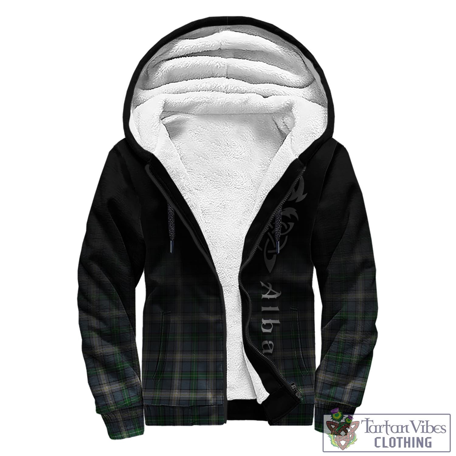 Tartan Vibes Clothing MacDowall Tartan Sherpa Hoodie Featuring Alba Gu Brath Family Crest Celtic Inspired