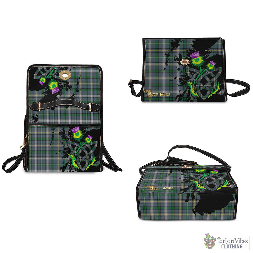 Tartan Vibes Clothing MacDowall Tartan Waterproof Canvas Bag with Scotland Map and Thistle Celtic Accents