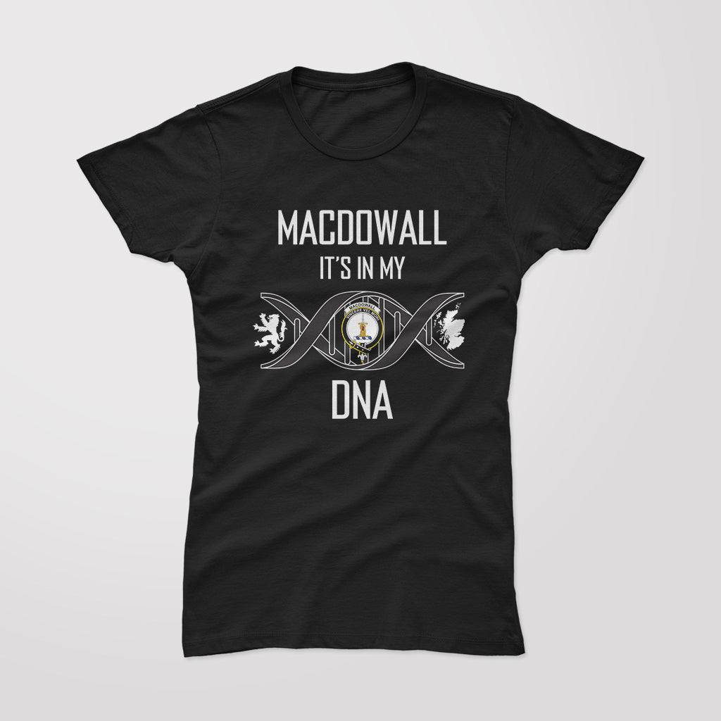 macdowall-family-crest-dna-in-me-womens-t-shirt