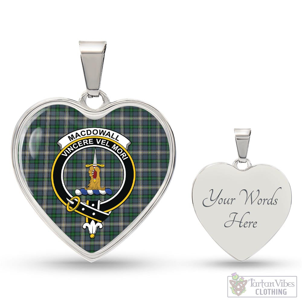 MacDowall (McDowall) Tartan Heart Necklace with Family Crest Luxury Necklace (Silver) Yes - Tartan Vibes Clothing