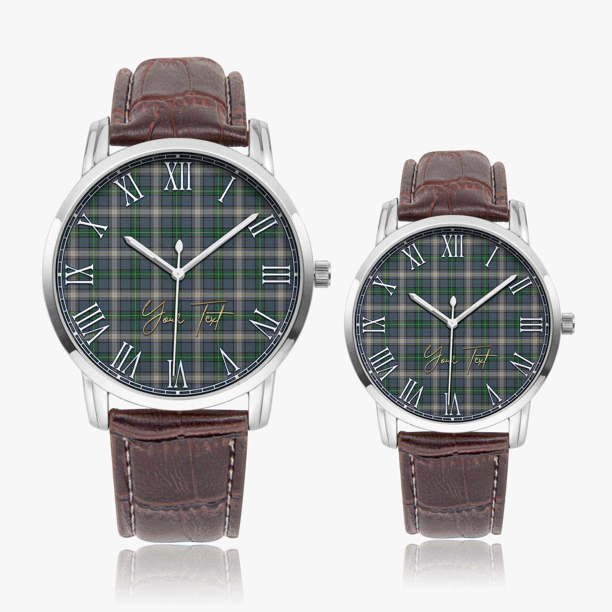 MacDowall (McDowall) Tartan Personalized Your Text Leather Trap Quartz Watch - Tartan Vibes Clothing