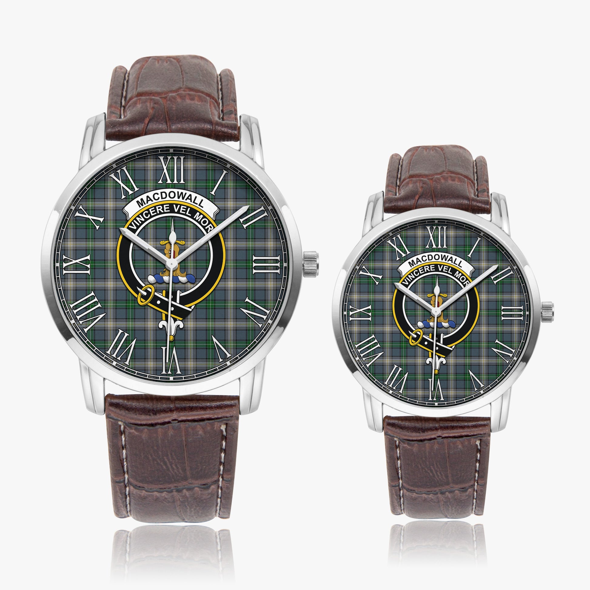 MacDowall Tartan Family Crest Leather Strap Quartz Watch - Tartanvibesclothing