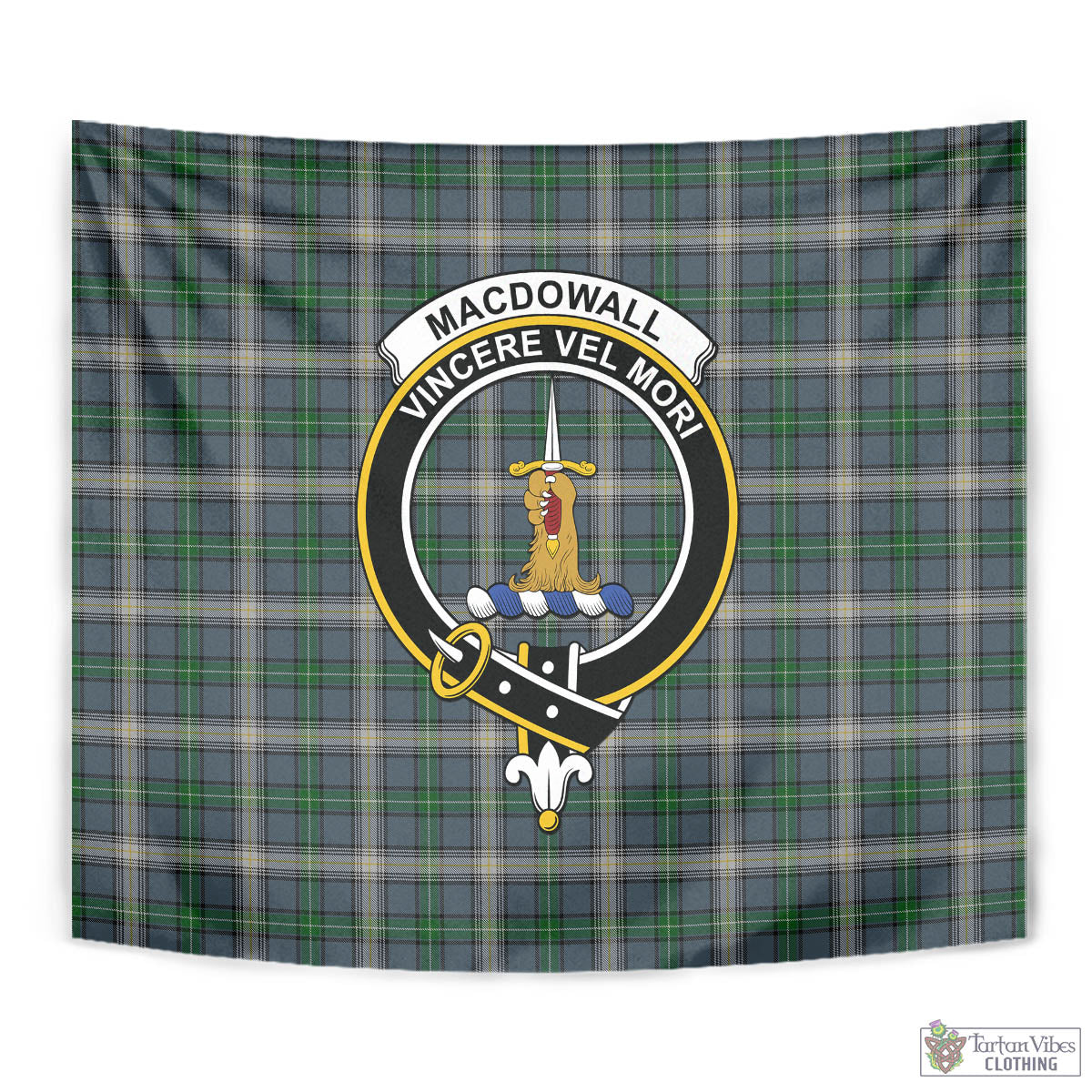 Tartan Vibes Clothing MacDowall Tartan Tapestry Wall Hanging and Home Decor for Room with Family Crest