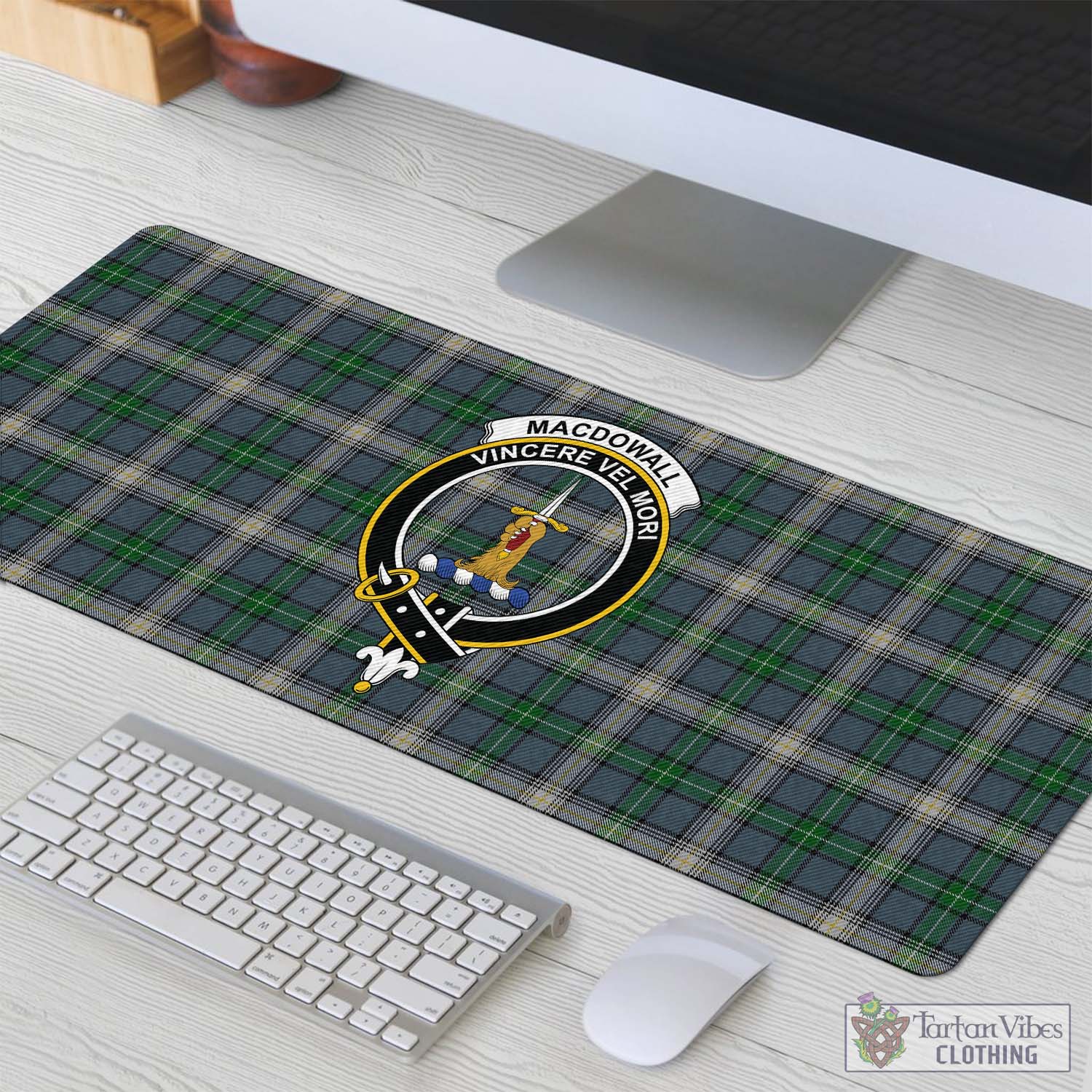 Tartan Vibes Clothing MacDowall Tartan Mouse Pad with Family Crest