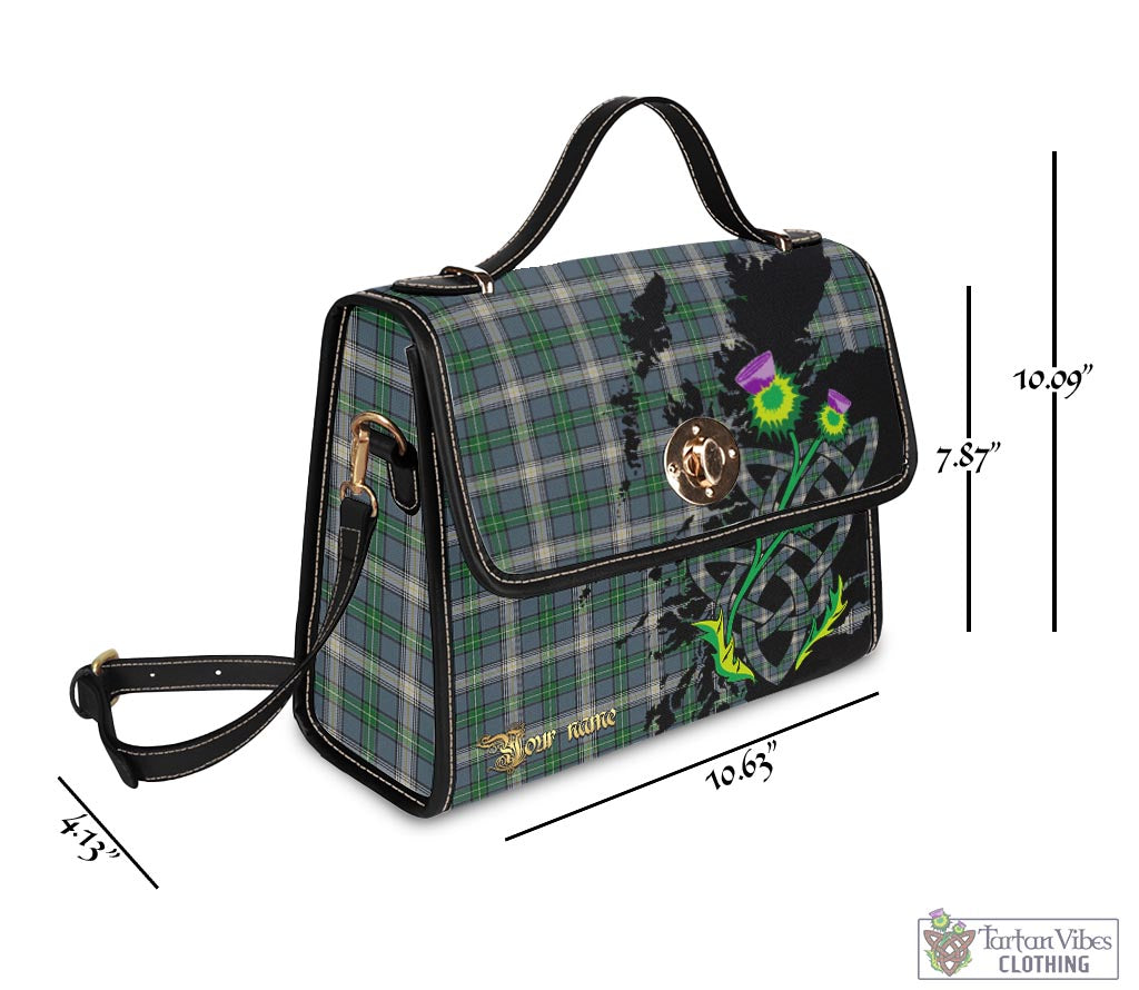 Tartan Vibes Clothing MacDowall Tartan Waterproof Canvas Bag with Scotland Map and Thistle Celtic Accents