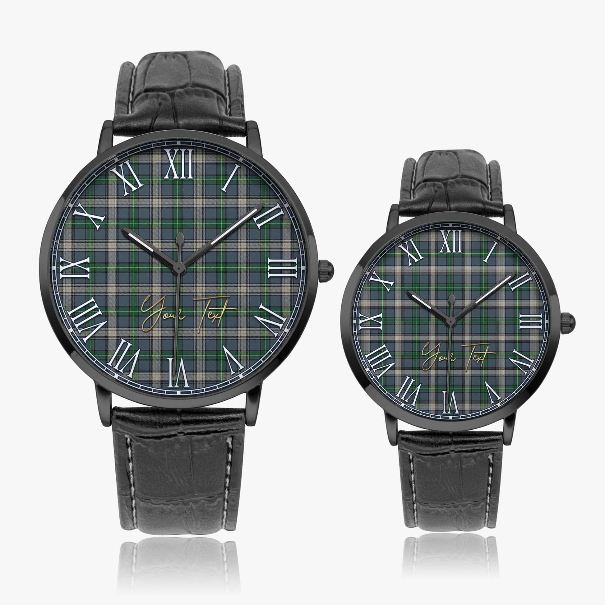 MacDowall (McDowall) Tartan Personalized Your Text Leather Trap Quartz Watch - Tartan Vibes Clothing