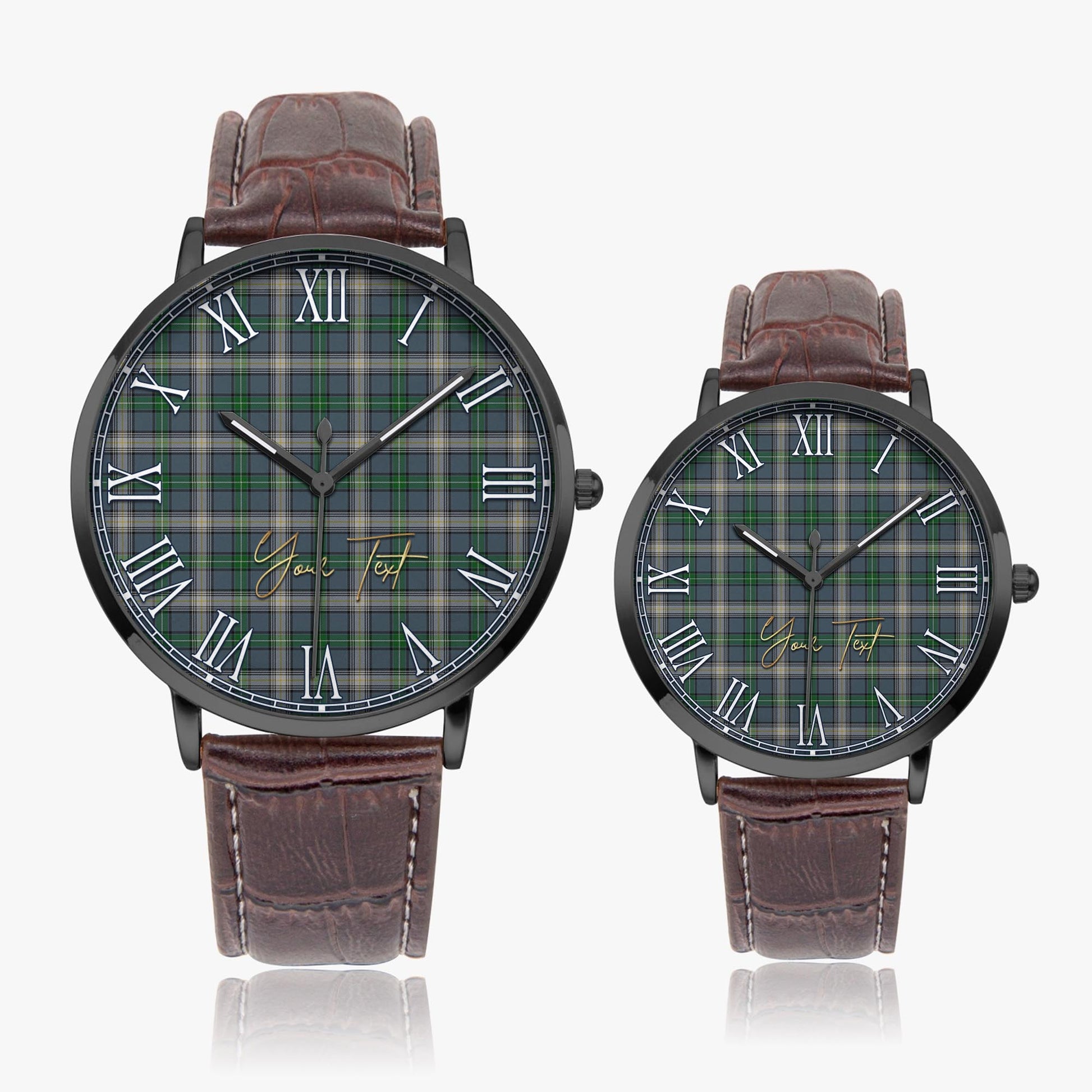 MacDowall (McDowall) Tartan Personalized Your Text Leather Trap Quartz Watch - Tartan Vibes Clothing