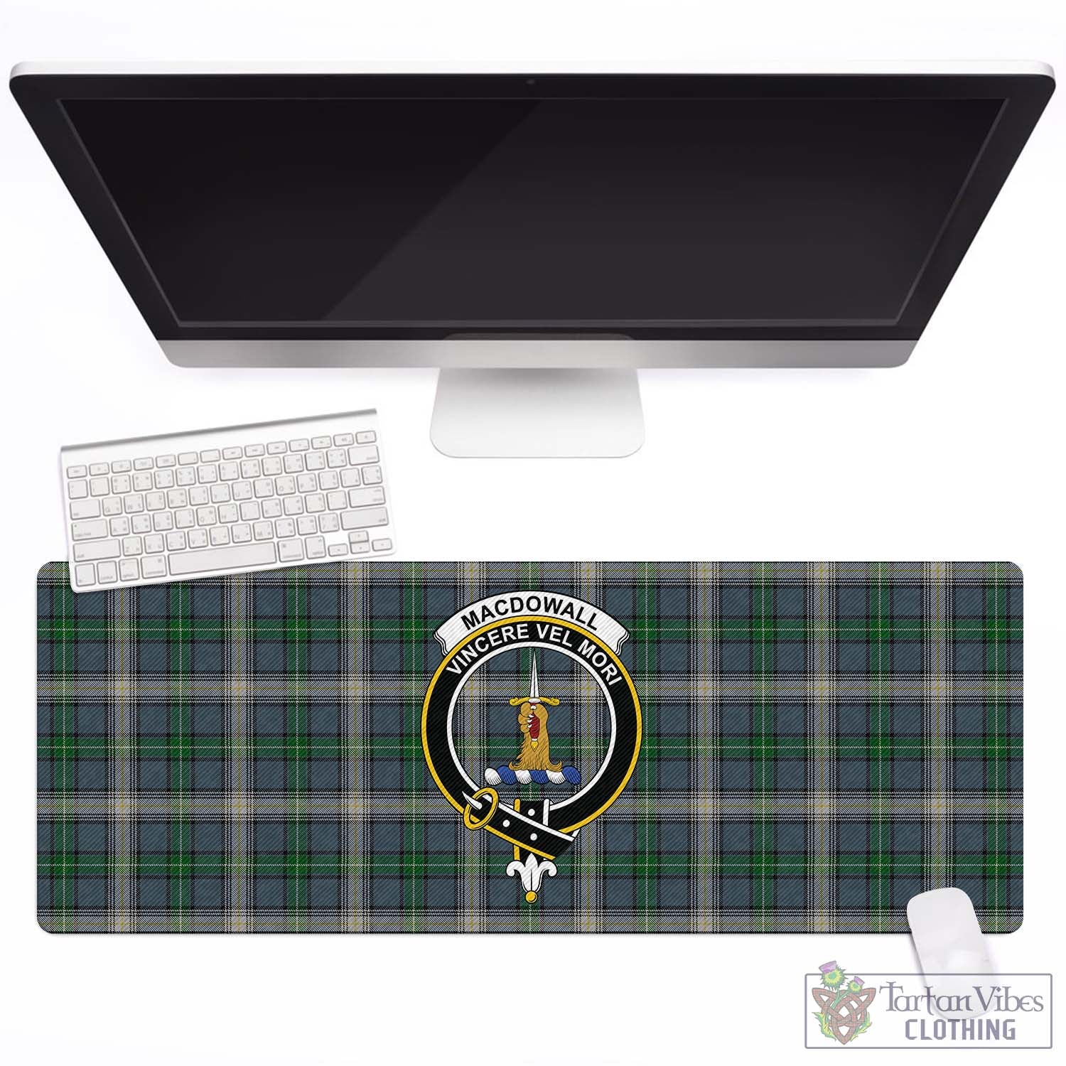 Tartan Vibes Clothing MacDowall Tartan Mouse Pad with Family Crest