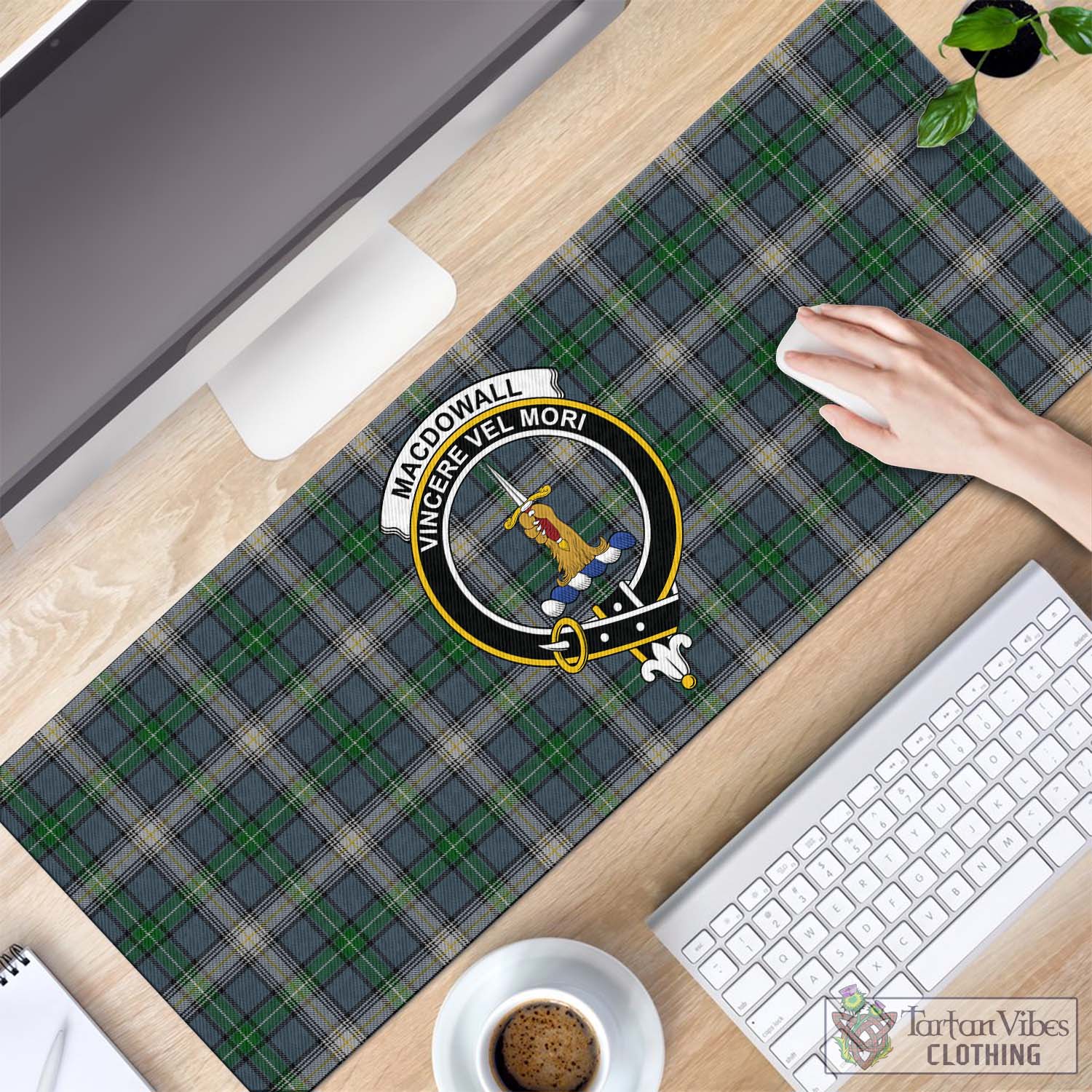 Tartan Vibes Clothing MacDowall Tartan Mouse Pad with Family Crest