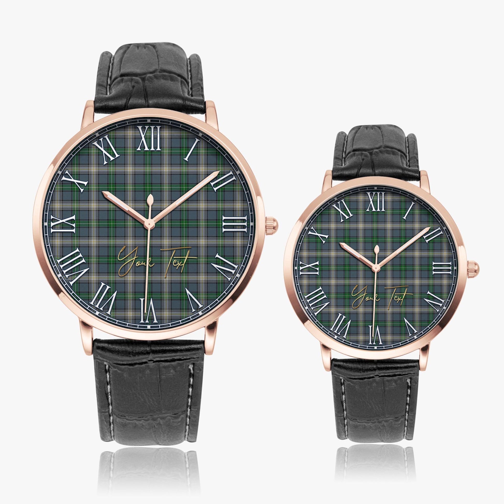 MacDowall (McDowall) Tartan Personalized Your Text Leather Trap Quartz Watch - Tartan Vibes Clothing