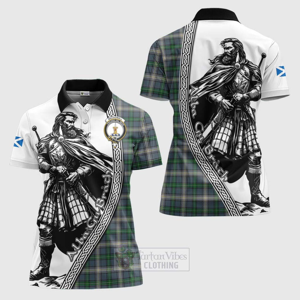 MacDowall (McDowall) Tartan Clan Crest Women's Polo Shirt with Highlander Warrior Celtic Style Women - Tartan Vibes Clothing