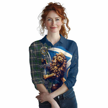 MacDowall (McDowall) Tartan Family Crest Women's Casual Shirt with Scottish Majestic Lion Female - Tartan Vibes Clothing
