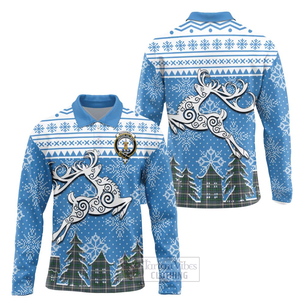 MacDowall (McDowall) Clan Christmas Long Sleeve Polo Shirt Celtic Reindeer Style Unisex - Tartan Vibes Clothing