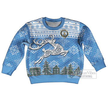 MacDowall (McDowall) Clan Christmas Kid Ugly Sweater with Tartan and Celtic Reindeer Style Kid - Tartan Vibes Clothing