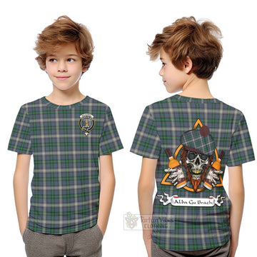 MacDowall (McDowall) Tartan Kid T-Shirt with Family Crest and Bearded Skull Holding Bottles of Whiskey Youth XL Size14 - Tartan Vibes Clothing