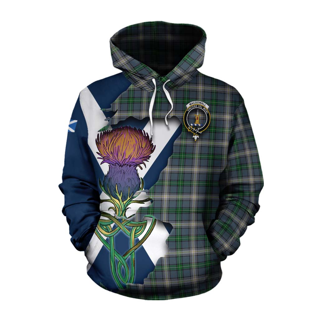 Tartan Vibes Clothing MacDowall (McDowall) Tartan Family Crest Cotton Hoodie Scottish Thistle Celtic Inspired