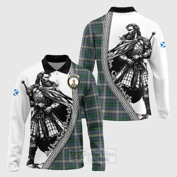 MacDowall (McDowall) Tartan Clan Crest Long Sleeve Polo Shirt with Highlander Warrior Celtic Style Unisex - Tartan Vibes Clothing