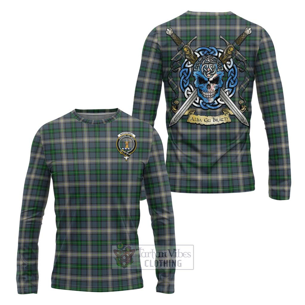 MacDowall (McDowall) Tartan Long Sleeve T-Shirt with Family Crest Celtic Skull Style Unisex - Tartan Vibes Clothing