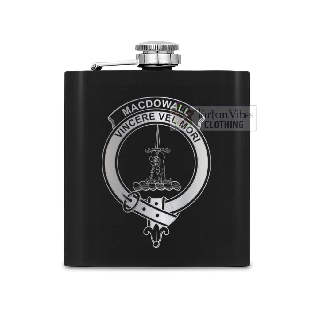 MacDowall (McDowall) Crest Hip Flask Set 7oz Black Stainless Steel with A Gift Box One Size 7oz - 2D-tartanvibesclothing