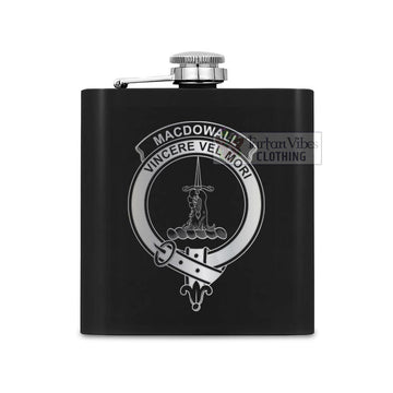 MacDowall (McDowall) Crest Hip Flask Set 7oz Black Stainless Steel with A Gift Box One Size 7oz - 2D-tartanvibesclothing