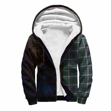 Tartan Vibes Clothing MacDowall (McDowall) Tartan Family Crest Sherpa Hoodie Alba Gu Brath Be Brave Lion Ancient Style