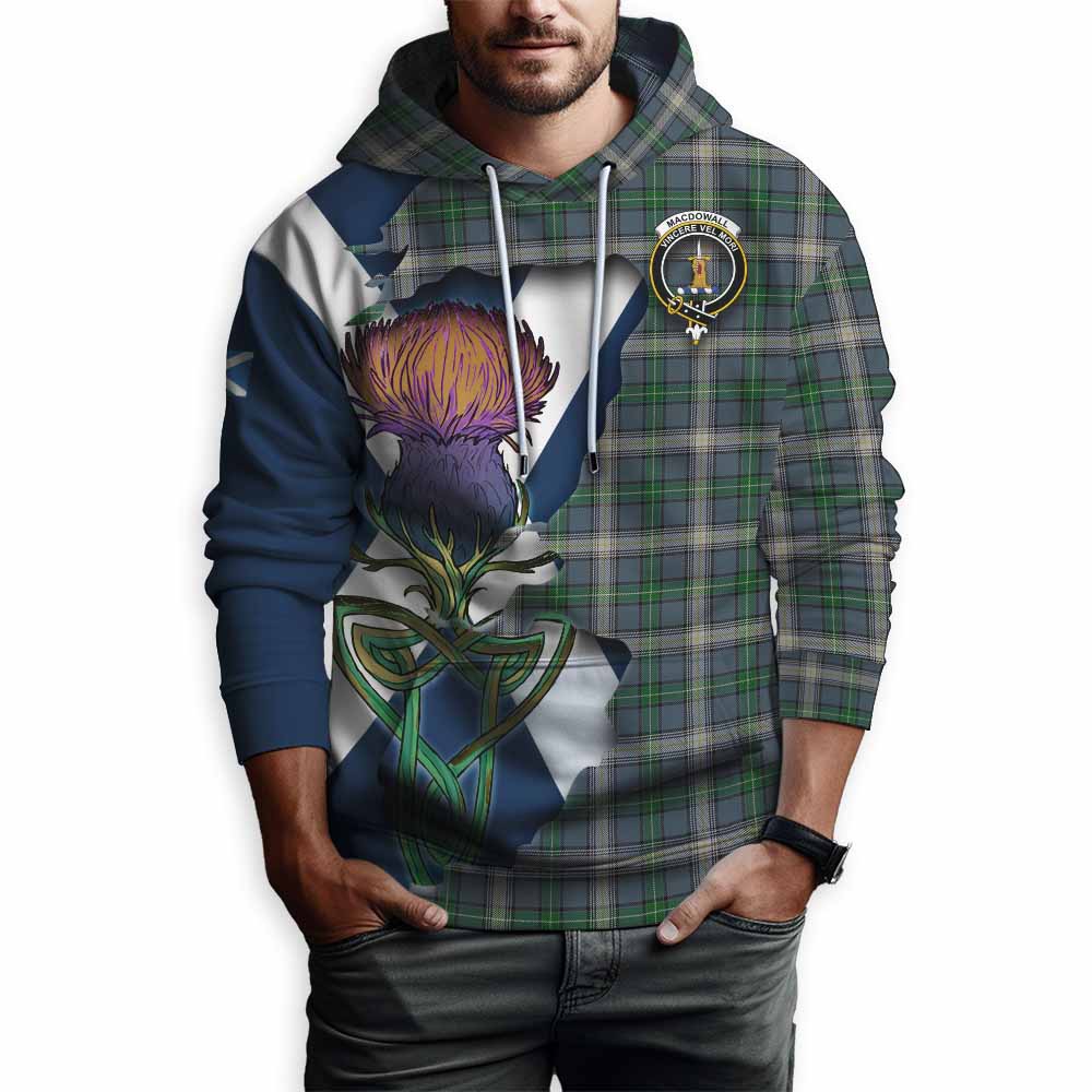Tartan Vibes Clothing MacDowall (McDowall) Tartan Family Crest Hoodie Scottish Thistle Celtic Inspired