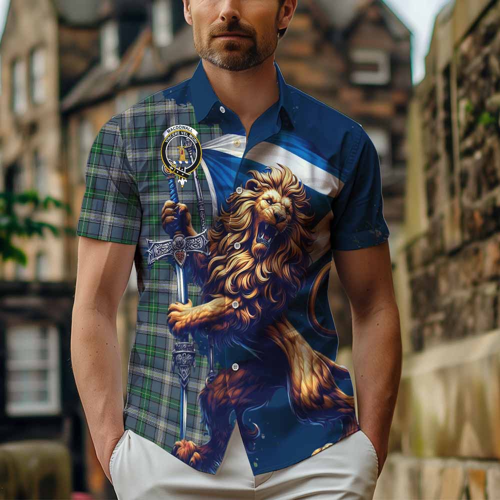 MacDowall (McDowall) Tartan Family Crest Hawaiian Shirt with Scottish Majestic Lion Kid - Tartan Vibes Clothing