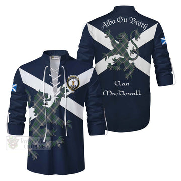 MacDowall (McDowall) Tartan Lion Rampant Ghillie Kilt Shirt Proudly Display Your Heritage with Alba Gu Brath and Clan Name Men - Tartan Vibes Clothing