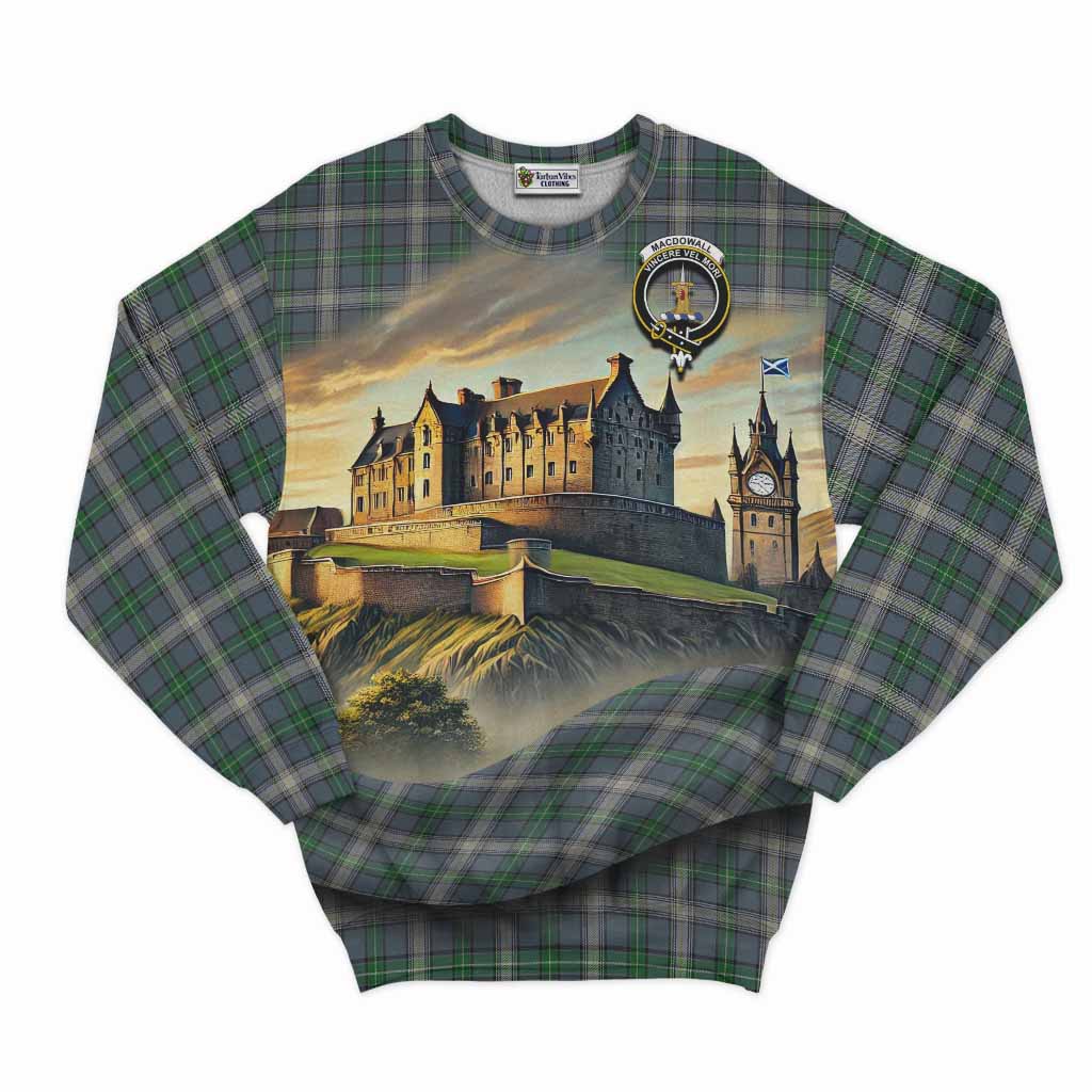 MacDowall (McDowall) Tartan Family Crest Sweatshirt with Scottish Ancient Castle Style Unisex - Tartan Vibes Clothing