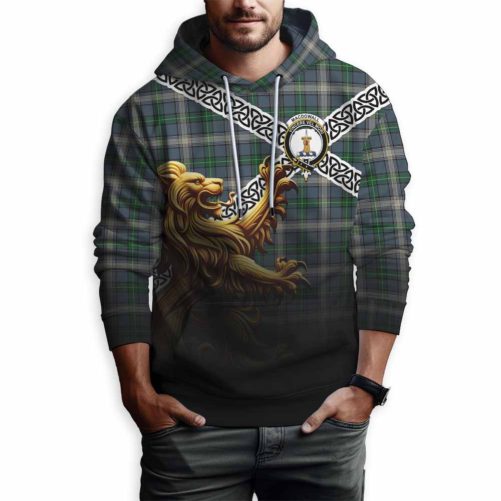 MacDowall (McDowall) Crest Tartan Hoodie with Golden Lion Emblem Celtic Style Pullover Hoodie - Tartan Vibes Clothing