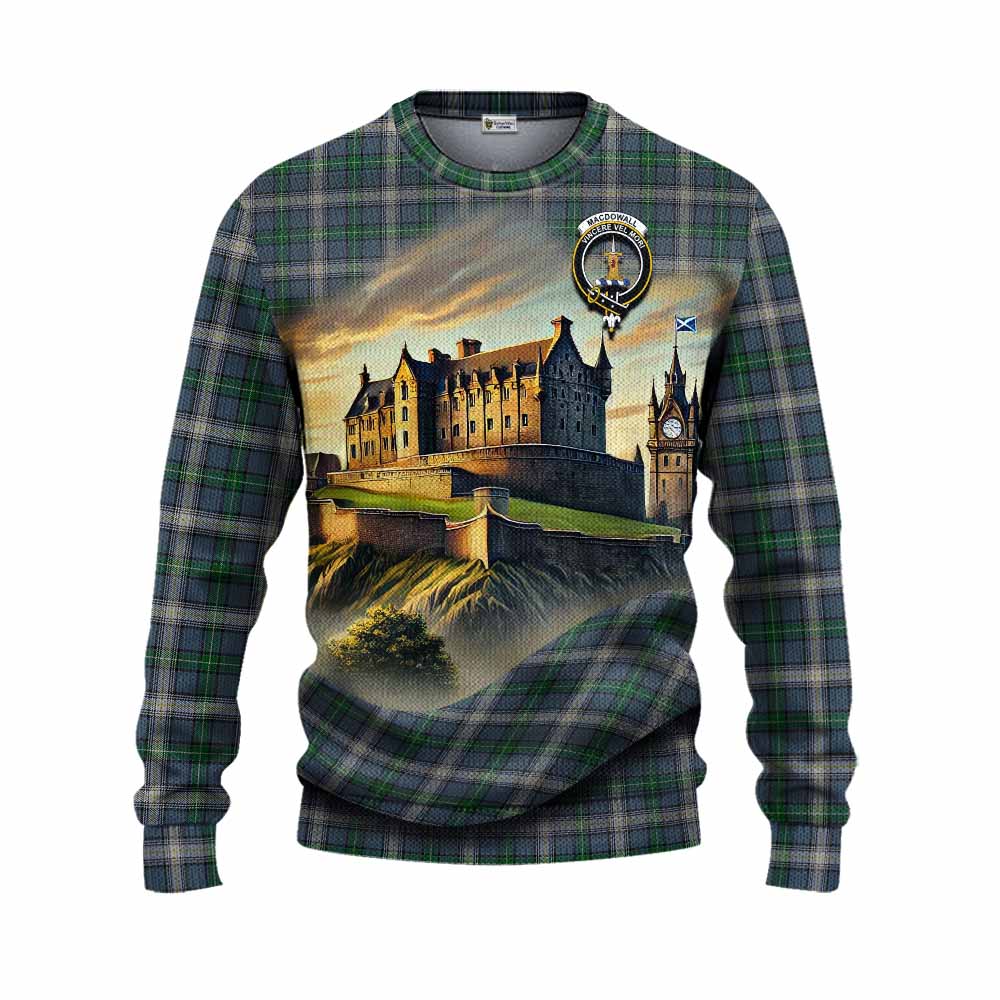 MacDowall (McDowall) Tartan Family Crest Knitted Sweater with Scottish Ancient Castle Style Unisex - Tartan Vibes Clothing