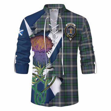 Tartan Vibes Clothing MacDowall (McDowall) Tartan Family Crest Ghillie Kilt Shirt Scottish Thistle Celtic Inspired