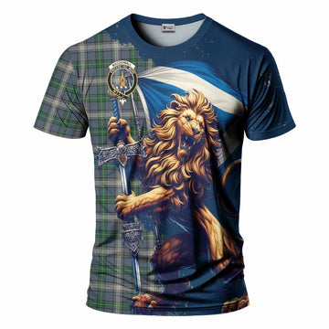 MacDowall (McDowall) Tartan Family Crest T-Shirt with Scottish Majestic Lion