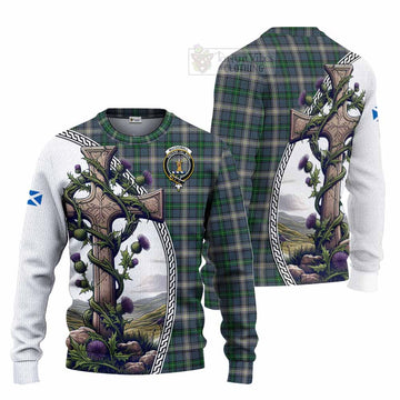 MacDowall (McDowall) Tartan Knitted Sweater with Family Crest and St. Andrew's Cross Accented by Thistle Vines Unisex - Tartan Vibes Clothing